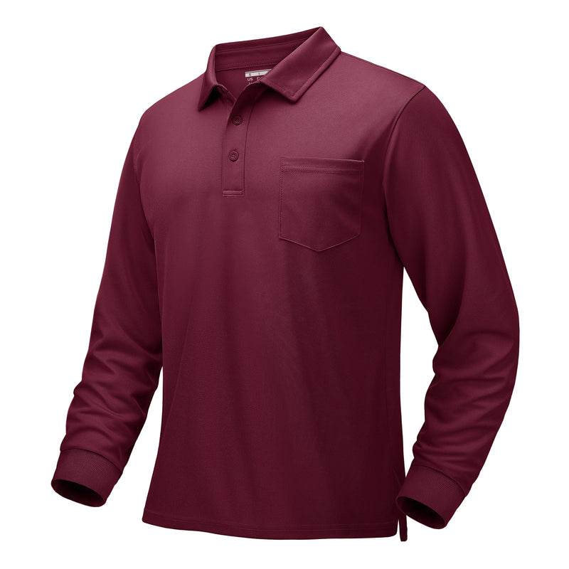 TACVASEN Mens Work Polo Shirts Chest Pocket Casual Polo Shirt Lightweight Breathable Performance Outdoor Golf Polo Tee Tops