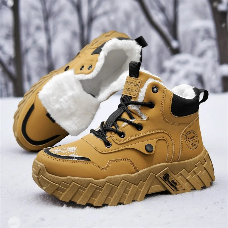 Men's snow boots warm winter plus velvet casual boots high-top soft-sole non-slip cotton boots fashion Joker outdoor work boots