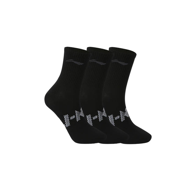 ស្រោមជើង Li-Ning Unisex ៣គូ រចនាបថកីឡា បុរស ស្ត្រី ទំហំ ២៤-២៨សង់ទីម៉ែត្រ ស្រោមជើងកីឡាប្រភេទ LiNing ដែលអាចដកដង្ហើមបាន AWTV005