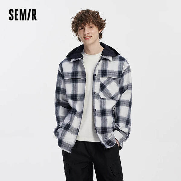 អាវក្រៅបុរស Semir មានមួកអាចដោះចេញបាន មានហោប៉ៅរាងដូចស្លាប មានផាសុកភាព មានហោប៉ៅសម្រាប់ពាក់ក្រៅរដូវស្លឹកឈើជ្រុះ ទម្ងន់ស្រាល ឆ្នាំ២០២៦