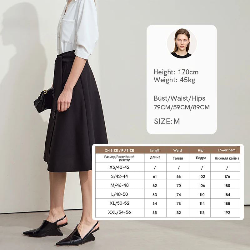 AMII សំពត់ថ្មី Minimalist សម្រាប់នារី រដូវក្តៅ ឆ្នាំ២០២៥ សំពត់រាងអក្សរ A ប្រវែងមធ្យម រលុង មិនស្មើគ្នា ម៉ូដសម្រាប់នារីការិយាល័យ 12542045