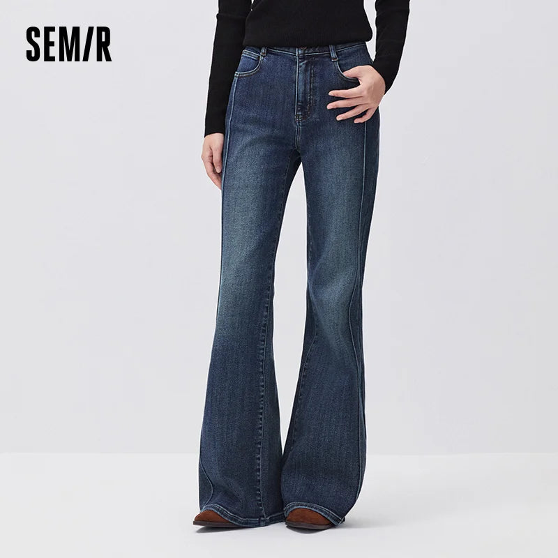 Semir Women Denim Jeans Cooling Touch Antibacterial Loose Fit Raw Hem Hemp Blend Wide Leg 2026 New Winter Daily Wear
