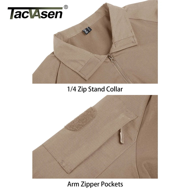 TACVASEN Men's Short Sleeve T-Shirts With Zipper Pockets Mens Summer Solid T Shirts Safari Tee Shirts Hiking Work Clothing