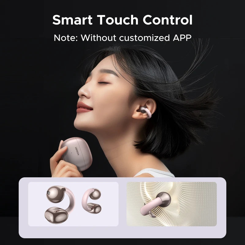UGREEN Open Ear Clip Wireless Earbuds Bluetooth Sports Earphones Headphones in Mic with Earhooks & Ear Hook