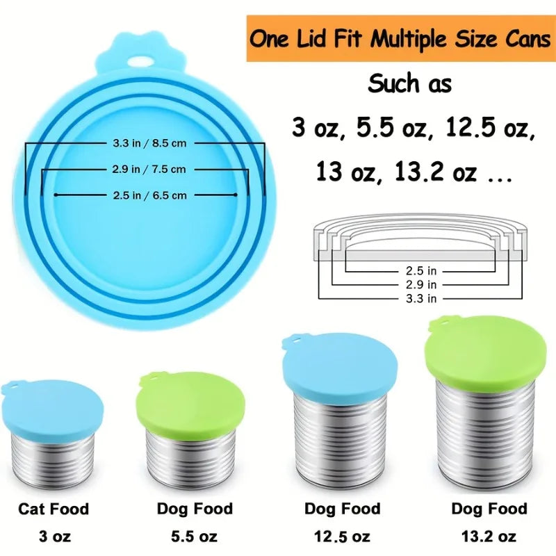 1set Reusable Silicone Pet Can Lid & Spoon Set, Universal Silicone Food Covers Fit Most Dog Cat Cans, Pet Supplies.