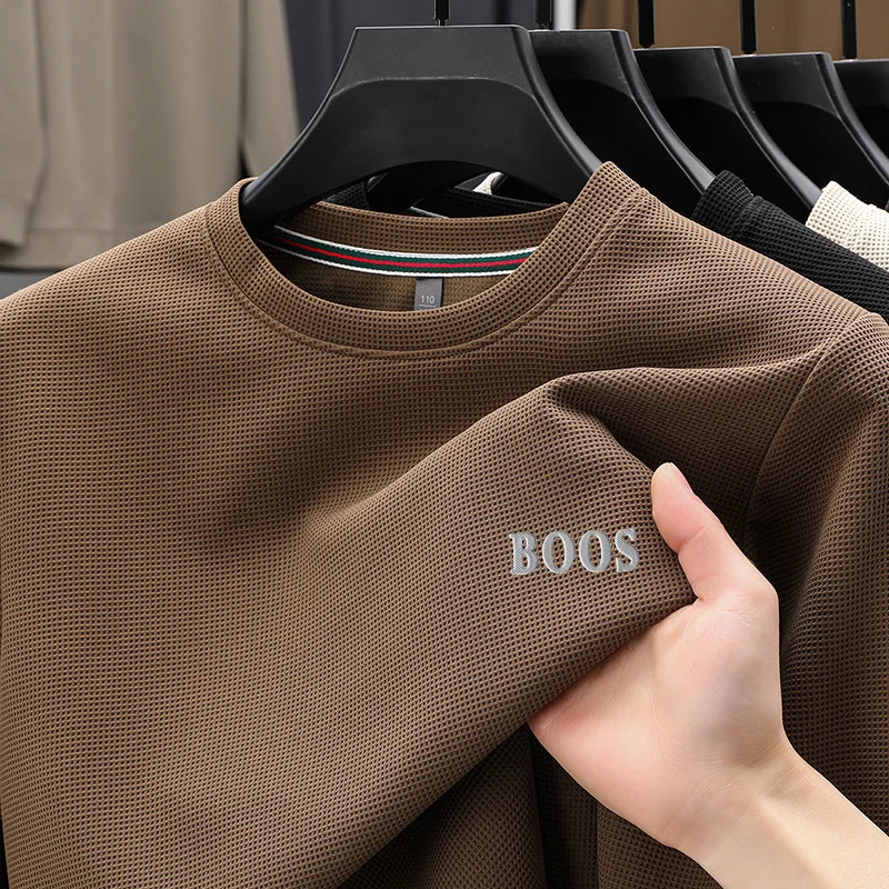High Quality Man Long-Sleeved Sweatshirt Round Neck Letter Print Spring New Long-Sleeved T-Shirt Leisure Sports Fashion MensWear