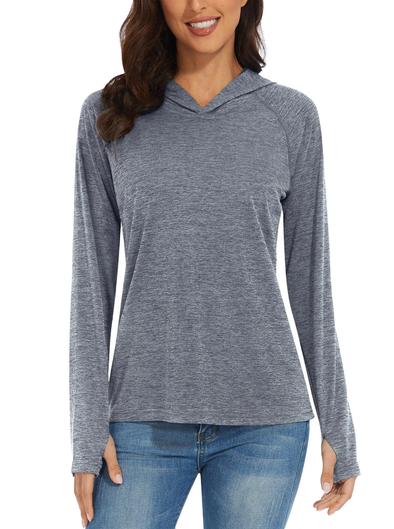 TACVASEN UPF50+ Breathable Long Sleeve Hoodie T-shirts Womens Sun/UV Protection Casual Hooded T shirts Outdoor Sports Pullover