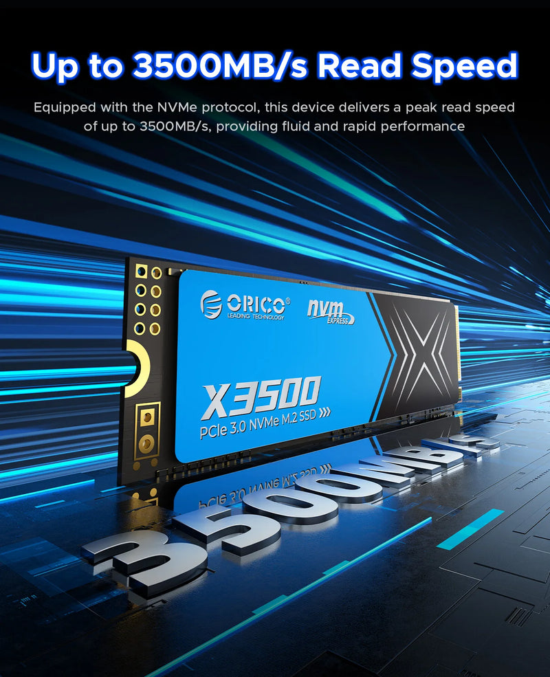 ORICO 1TB M.2 NVMe SSD, PCIe Gen3x4 2280 SSD Up to 3500MB/s, Internal Solid State Drive for Desktop Laptop
