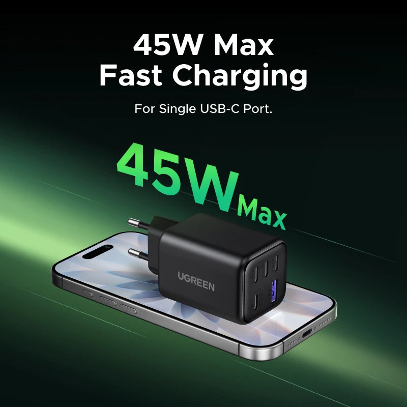 UGREEN 45W GaN Charger PD 3.0 UFSC PPS 5 Ports For iPhone 18 17 16 Pro Max Samsung S26 Xiaomi Tablet iPad Air USB C Fast Charger