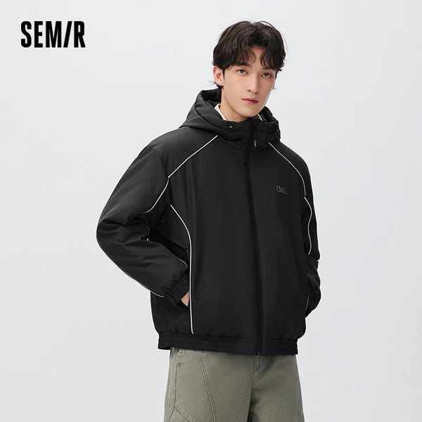 អាវក្រៅបុរស Semir មានក្រណាត់ទន់ រលុង មានខ្សែចង មានមួក ឆ្នាំ២០២៦ ថ្មីសម្រាប់ពាក់ប្រចាំថ្ងៃក្នុងរដូវរងា ស្ទីលធម្មតាសម្រាប់អាកាសធាតុត្រជាក់
