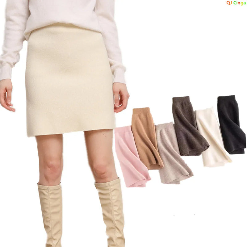 Autumn/Winter Women's Stretch Pencil Skirt, High-waisted A-line Mini Skirt in Asian Sizing, Available in Black, Pink,Beige. 2026