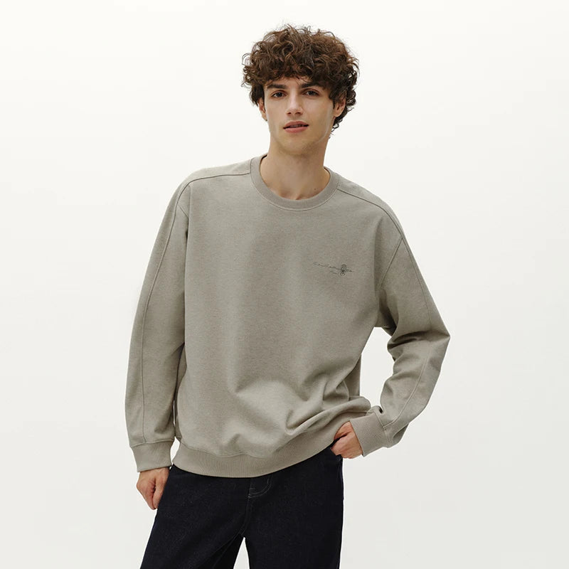 Semir Men Fleece Sweatshirt Traditional Style Embroidery Versatile Crew Neck 2026 New Winter Daily Wear Urban Casual Style