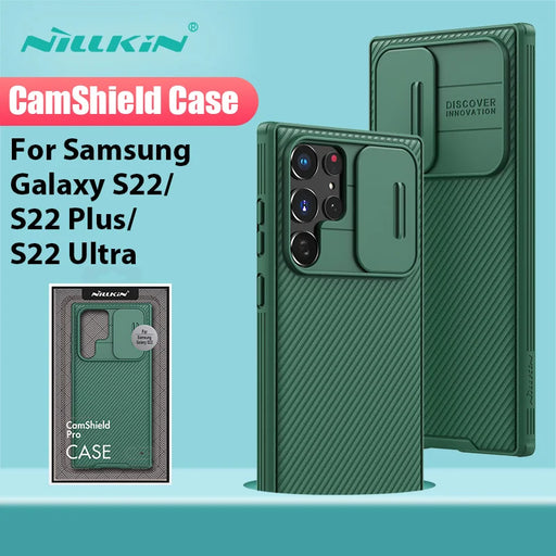 For Samsung Galaxy S22 Ultra Case NILLKIN CamShield Pro Sliding Camera Protection Phone Case For Samsung S22/ S22 Plus Cover green