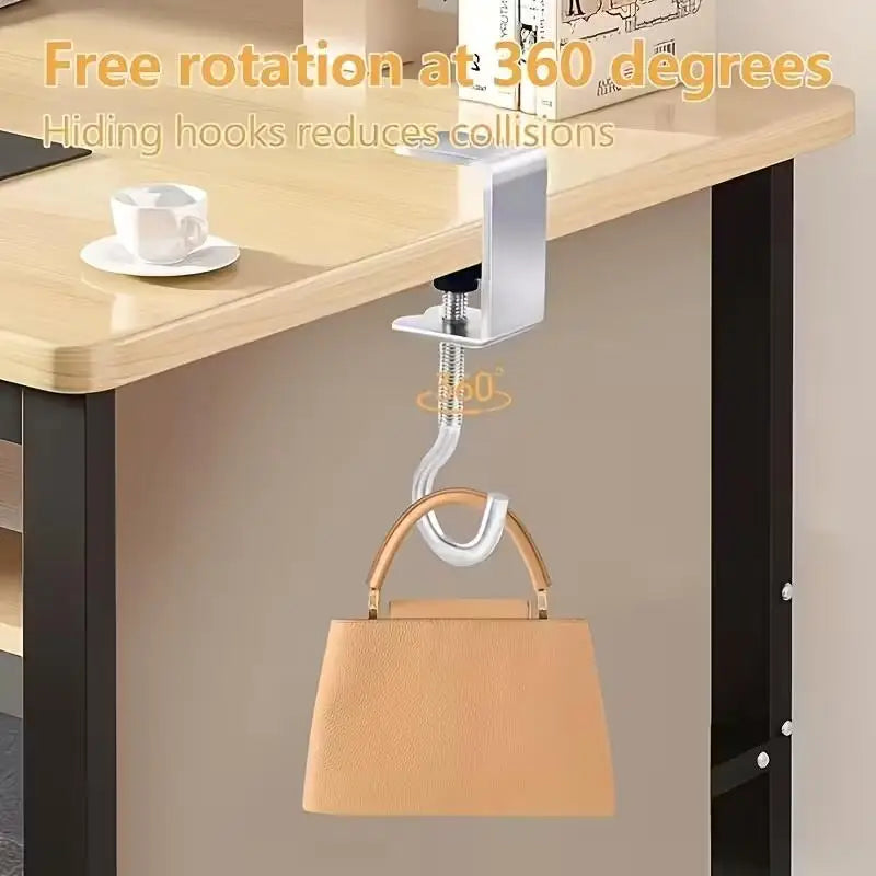 4pcs Removable Desk Hooks: Backpack Hanger & Headphone Stand, Portable Student Organizer