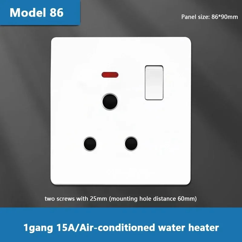 UK Standard Power Socket 13A Dual USB Plug Type-C Wall Outlet,1/2/3gang 2way Switch, White Universal 5pin Wall electrical socket