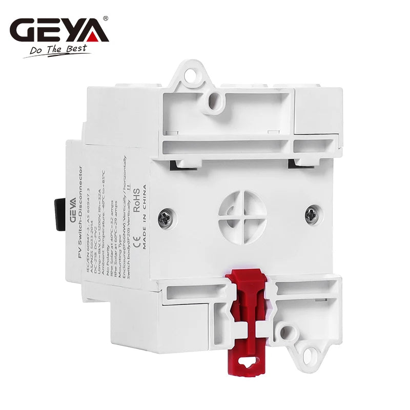 GEYA DB32R DC Solar Isolator Switch PV Disconnector 1200VDC 32A 4P Din Rail Rotating Handle Solar Isolating Switch