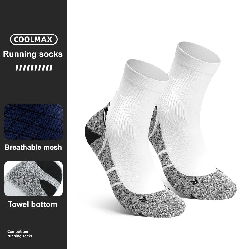 WRELS 1/2/3 Pairs Coolmax Running Socks Cushioned Ankle Socks Moisture Wicking Men Women Arch Support Golf Hiking Athletic Socks