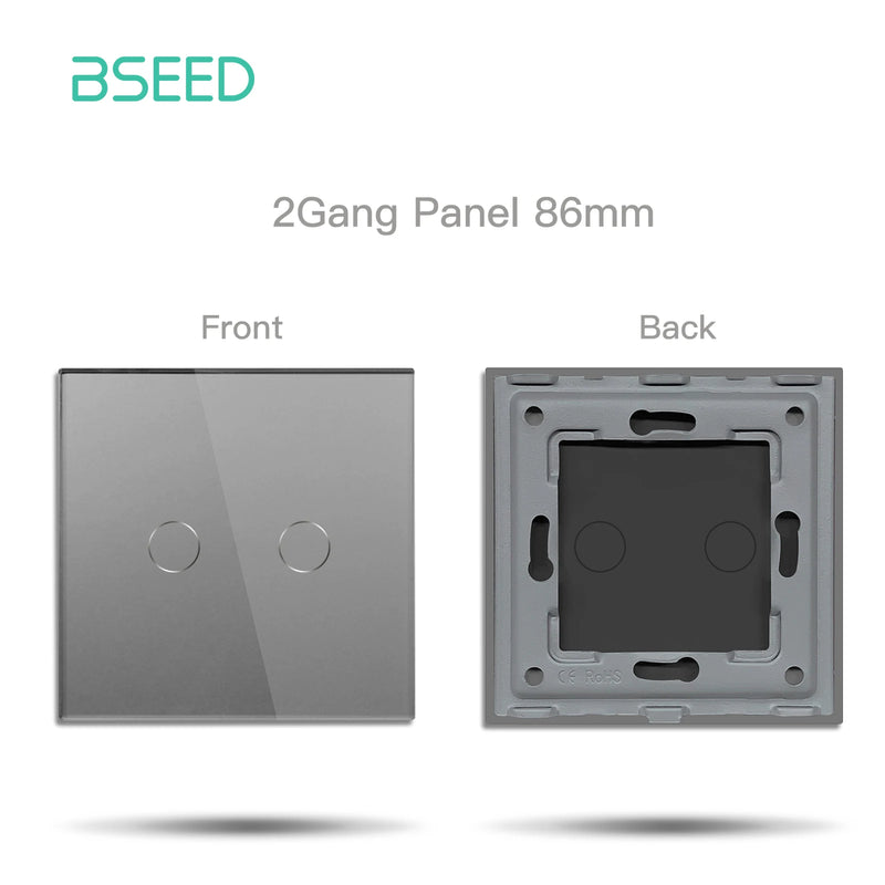 BSEED Touch Light Switch 1/2/3Gang Dimmer Switch Function Parts Glass Panel Gray EU Wall Socket Plug DIY Free Combination