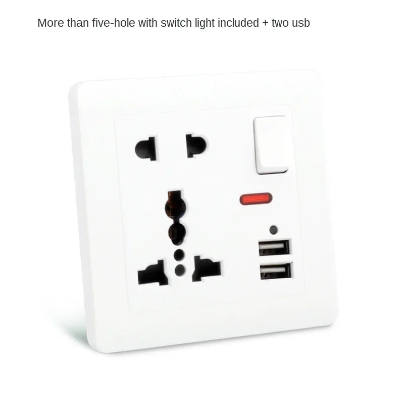 Depoguye UK standard socket panel double 13A with switch double usb one-opening multifunctional eight-hole white wall socket