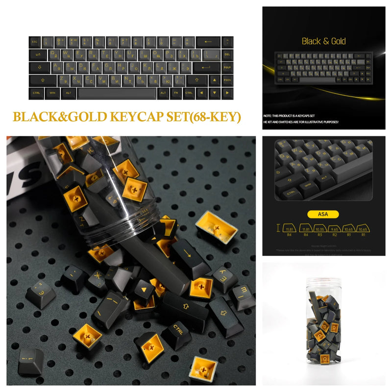 Akko Russian Keycap Set ASA/OEM/Cherry Profile 61 68 84 88 108 Keys Canned PBT Double Shot Mechanical Keyboard Cyrillic Keycaps