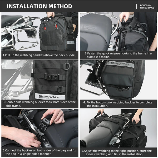 កាបូបចំហៀងម៉ូតូ Rhinowalk 25L កាបូបការពារទឹកជ្រាប កាបូបបញ្ចេញកែបម៉ូតូ 1 ដុំ កាបូបដាក់ឥវ៉ាន់ ជាមួយផ្លាក PP