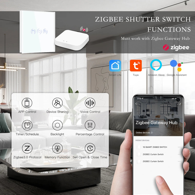 BSEED Smart Zigbee Shutter Switch For Electric Motorized Blinds Roller Shutter Tuya Google Home Alexa Voice Control Smart Home