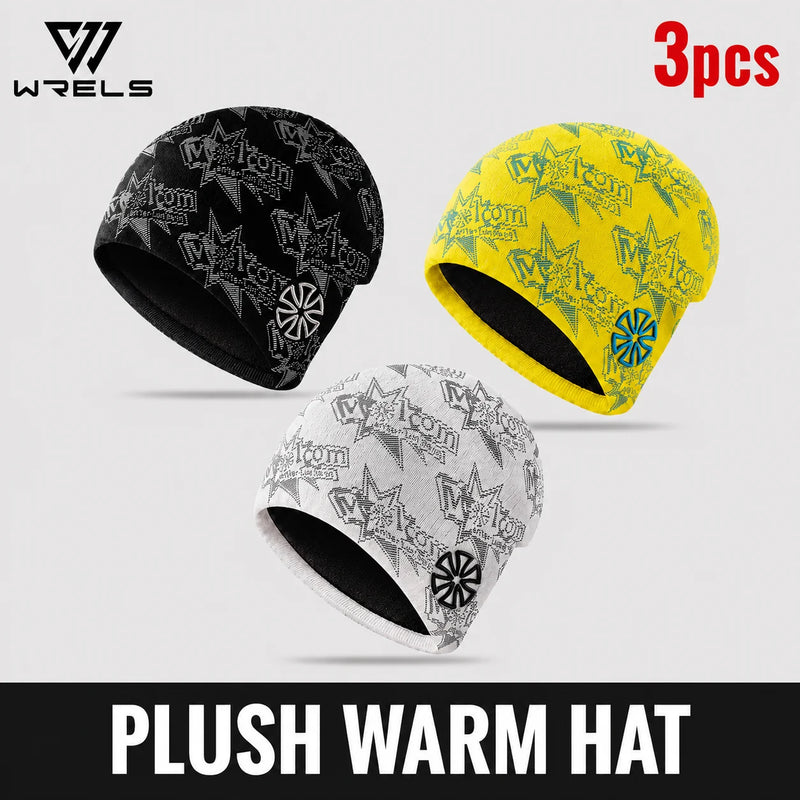 WRELS Cycling Cap Thermal Fleece Lined Ski Hat Windproof Warm Running Motorcycle Outdoor Sports Anti-Cold Skull Beanie Hat