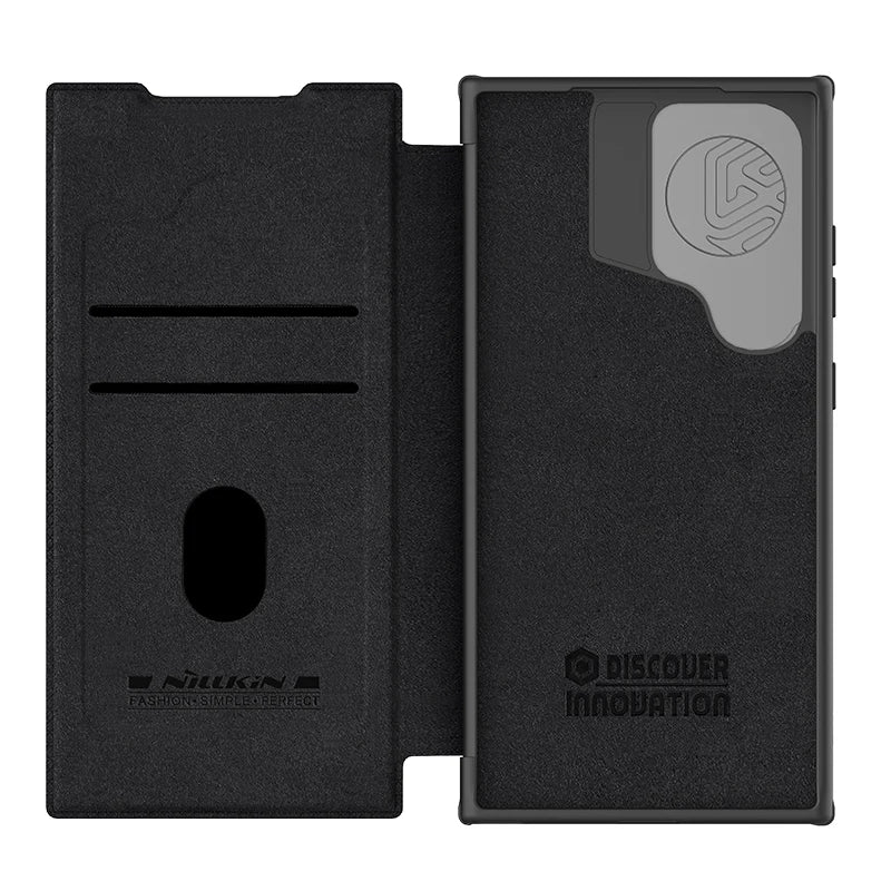 For Samsung Galaxy S24 Ultra Case NILLKIN Leather Qin Prop Leather Case Slide Camera Case For Samsung S24 Plus Flip Cover