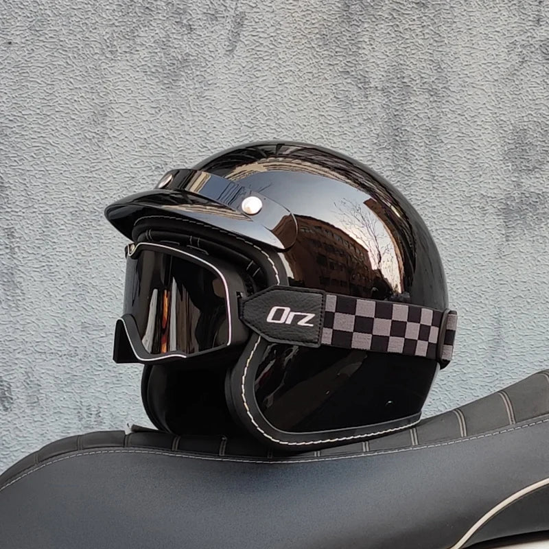Newly Launched Vintage Motorcycle Helmet DOT Certified Synthetic Leather  3/4 Helmet Jet Mask Helmet ORZ-181