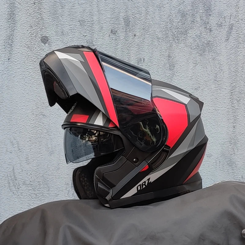 ORZ-162 motorcycle helmet, modular flipped full face helmet, long-distance off-road helmet with built-in sunshade