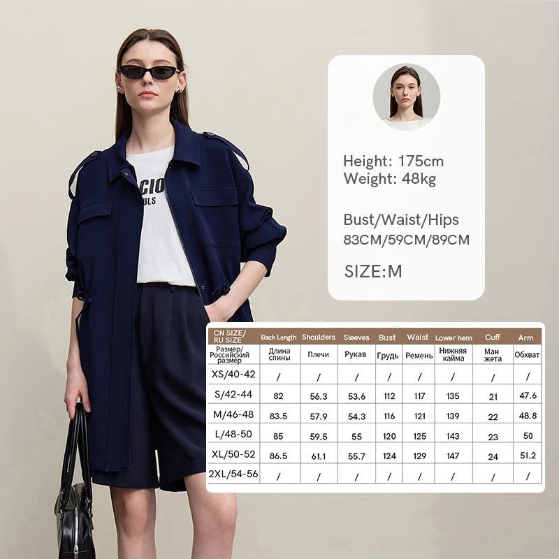 អាវធំ Amii Trench Coat រដូវស្លឹកឈើជ្រុះឆ្នាំ ២០២៦ អាវធំថ្មីសម្រាប់នារី មានខ្សែរ៉ូត ចង្កេះមានហោប៉ៅរលុង មានខ្សែរ៉ូត 12641128