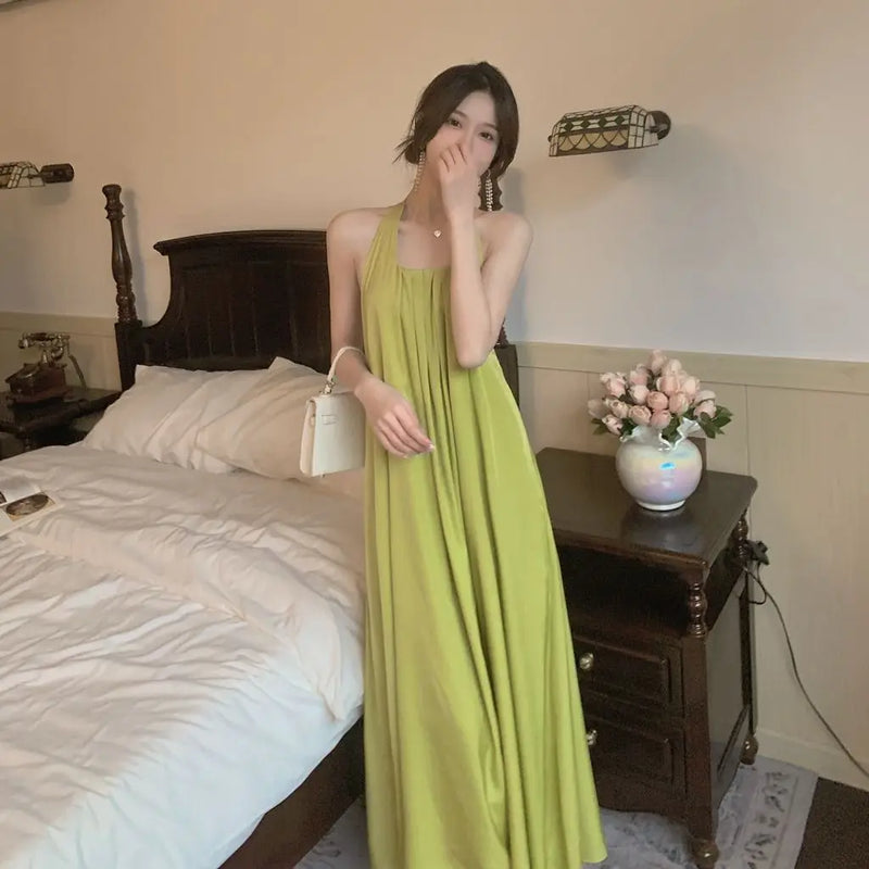 Summer Home Clothes Skinny Hollow Backless Loungewear Women Sexy Satin Nightdress Backless Temptation Pajamas Nightwear Female
