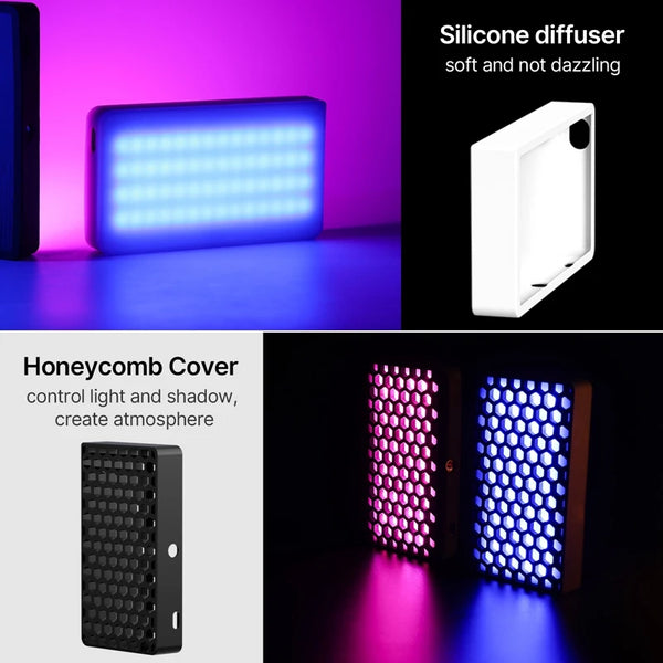 ភ្លើងវីដេអូ LED ទំហំ 7 អ៊ីញ Ulanzi LT002 ភ្លើងបន្ទះ RGB CRI 95+ 2500-9000K ជាមួយ Honeycomb 4000mAh ភ្លើងកាមេរ៉ាថតរូប