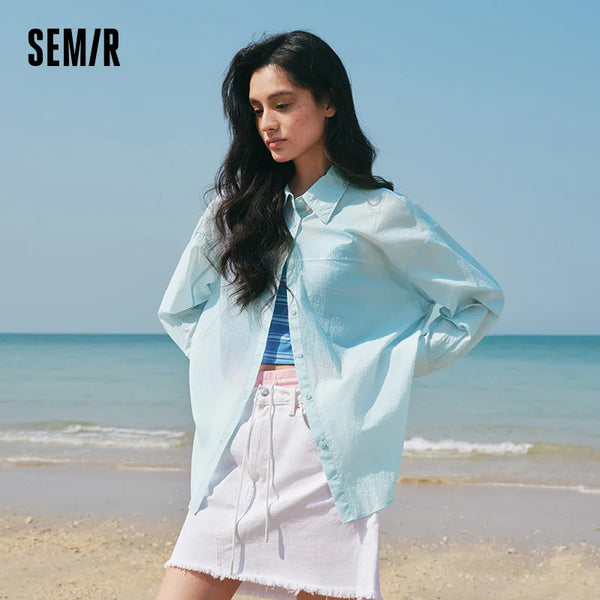 អាវ Semir សម្រាប់នារី ការពារកាំរស្មីយូវី 2026 មានលំនាំទ្រេត ស្មារ បែបទីក្រុង សាមញ្ញ រាល់ថ្ងៃ ទន់ មានផាសុកភាព ពាក់ប្រចាំថ្ងៃ