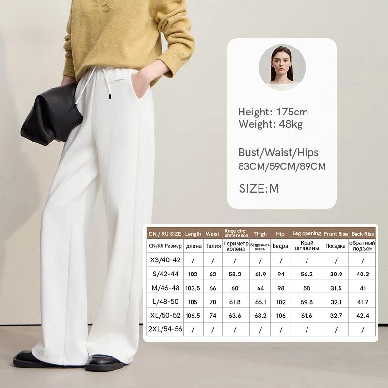 AMII Women's Pants 2026 Autumn New Minimalist Solid Color Ladies Clothing Wide-leg Waist Casual Versatile Woman Trousers12514010