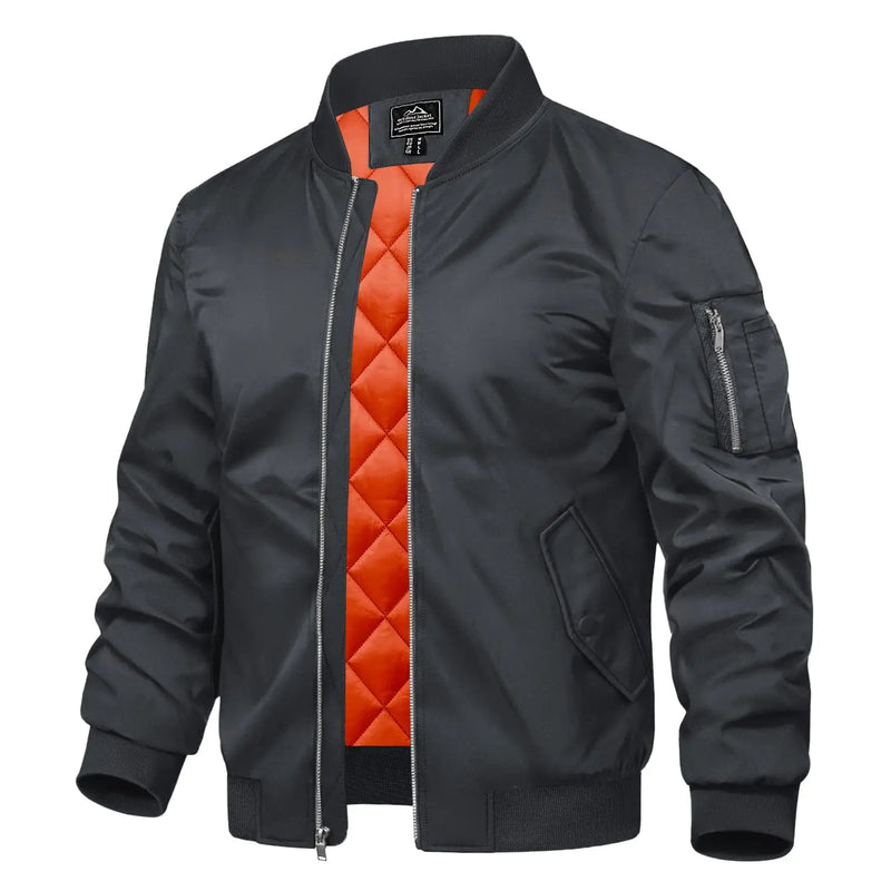 TACVASEN Men's Autumn And Winter Quilted Waterproof Jacket Warm Insulated Polyester Coat with 4 Pockets for Outdoor Activities