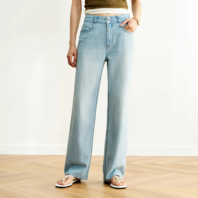 Semir Women Jeans Cooling 2026 Retro Wide Leg Urban Casual Everyday Style Soft Comfortable Daily Wear Trendy Versatile