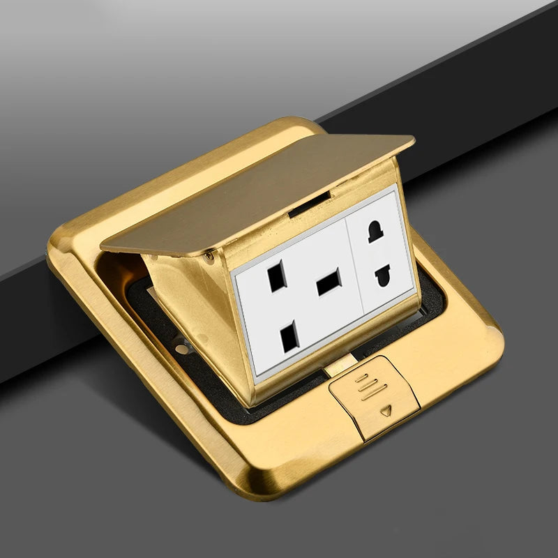 UK Standard 13A floor waterproof socket,British Kitchen Bedroom indoor Waterproof outlet hidden computer Stainless Steel plug