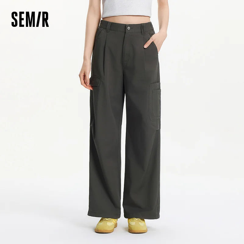 Semir Women Pants Pleated 2026 Drawstring Elastic Waist Workwear Wide Leg Urban Casual Everyday Style Soft Comfortable