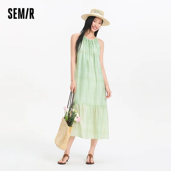 រ៉ូបស្ត្រី Semir កអាវចងខ្សែបូ ថ្ងៃឈប់សម្រាក អាវធំ Maxi រាងអក្សរ A ឆ្នាំ ២០២៦ រដូវក្តៅ រ៉ូមែនទិក ស្រស់ឆើតឆាយ ទន់ មានផាសុកភាព ថ្ងៃឈប់សម្រាក