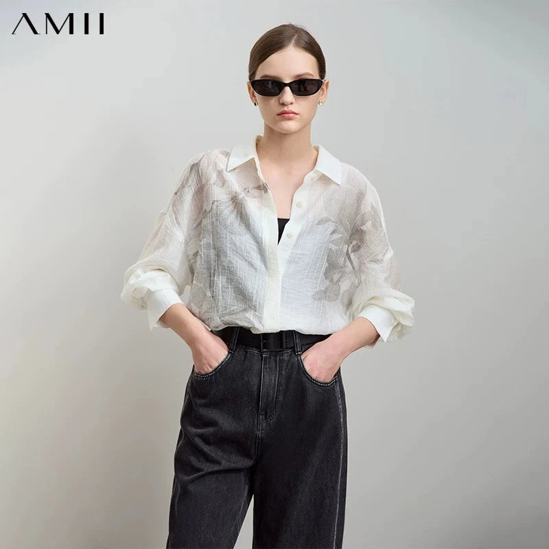 អាវបោះពុម្ព AMII Minimalist សម្រាប់ស្ត្រី រដូវស្លឹកឈើជ្រុះឆ្នាំ ២០២៦ ថ្មី ប្រណីត ស្តើង Lycra រលុង ប្រវែងមធ្យម អាវក្រៅសុដន់តែមួយ 12541024