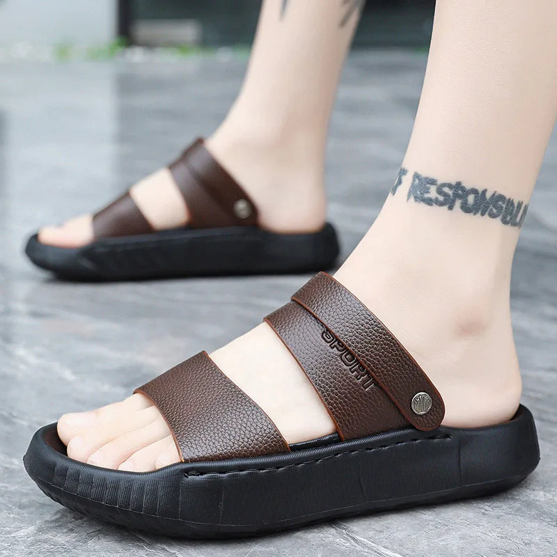 Men's thick sole simple casual sandals summer outdoor soft sole comfort beach shoes fashion dual-purpose sports walk slippers