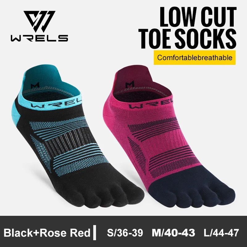 WRELS Toe Socks 5 Finger Athletic Running Low Cut Toe Socks for Men Women Moisture Wicking Quick-Dry Running Five Finger Socks