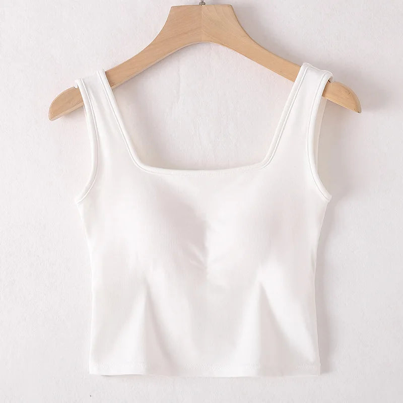 Square Neck Beautiful Back Sling Small Vest Chest Pad Underwear Women's One Piece Pajamas Top Modal Cotton Sleepwear Shirt