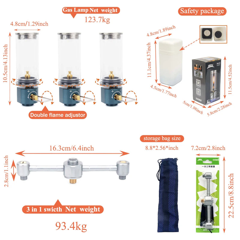 ចង្កៀងភ្លើងទៀនដូចសុបិន BRS-55 ធន់នឹងខ្យល់ ចង្ក្រានដុតហ្គាស ភ្លើងបោះតង់ក្រៅផ្ទះ ឧបករណ៍បំភ្លឺតង់