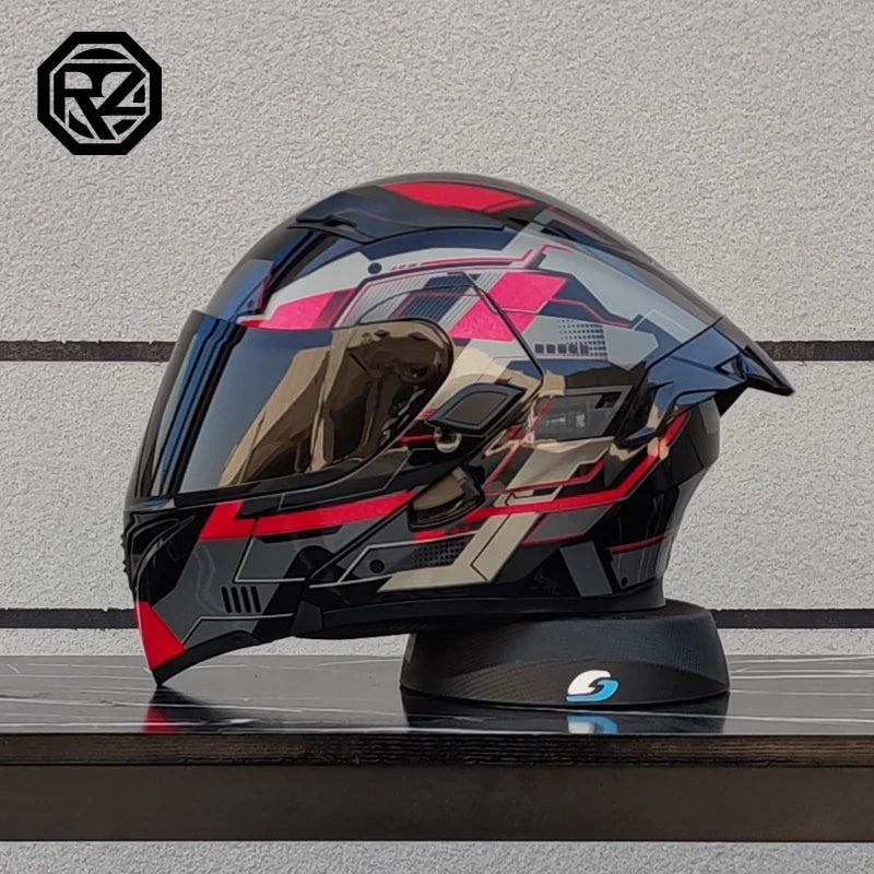 ORZ New DOT Appoved High Quality Double Lens Flip Up Helmet Abs Full Face motocross Motorcycle Racing Helmet Unisex