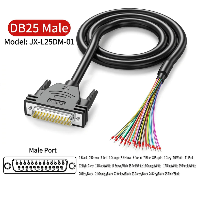 DIVEDEER DB9 DB15 DB25 Serial Cables Single-Ended RS232 Connector Wires with 9-Pin Terminal Blocks