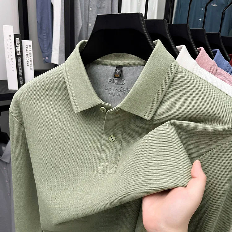 260g Long Staple Cotton Pique Fabric, Premium 100% Cotton Polo Shirt, Business Casual Slim Fit Top,Golf Shirt