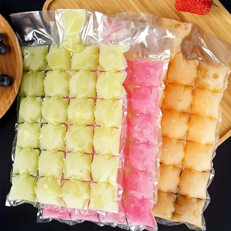 10/50pcs Disposable Self-Sealing Ice Cube Bags Stackable Easy Release Ice Molds for Wine Cocktail Food,Ice Cube Maker.