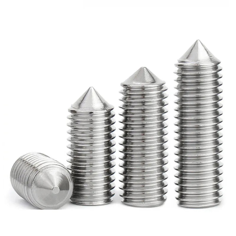 DIVEDEER 1~10pcs DIN914 Hex Hexagon Socket Allen Tapered End Cone Point Set Screw Grub Bolt M2 M2.5~M8 A2-70 304 Stainless Steel